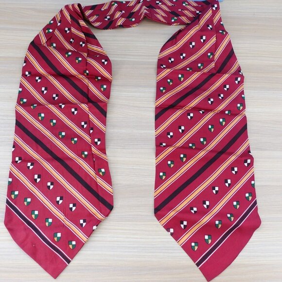 Ascot Cravat Neck Tie Mens Red Striped Classic Formal Oxford Tuxedo Party Suit - Picture 4 of 9